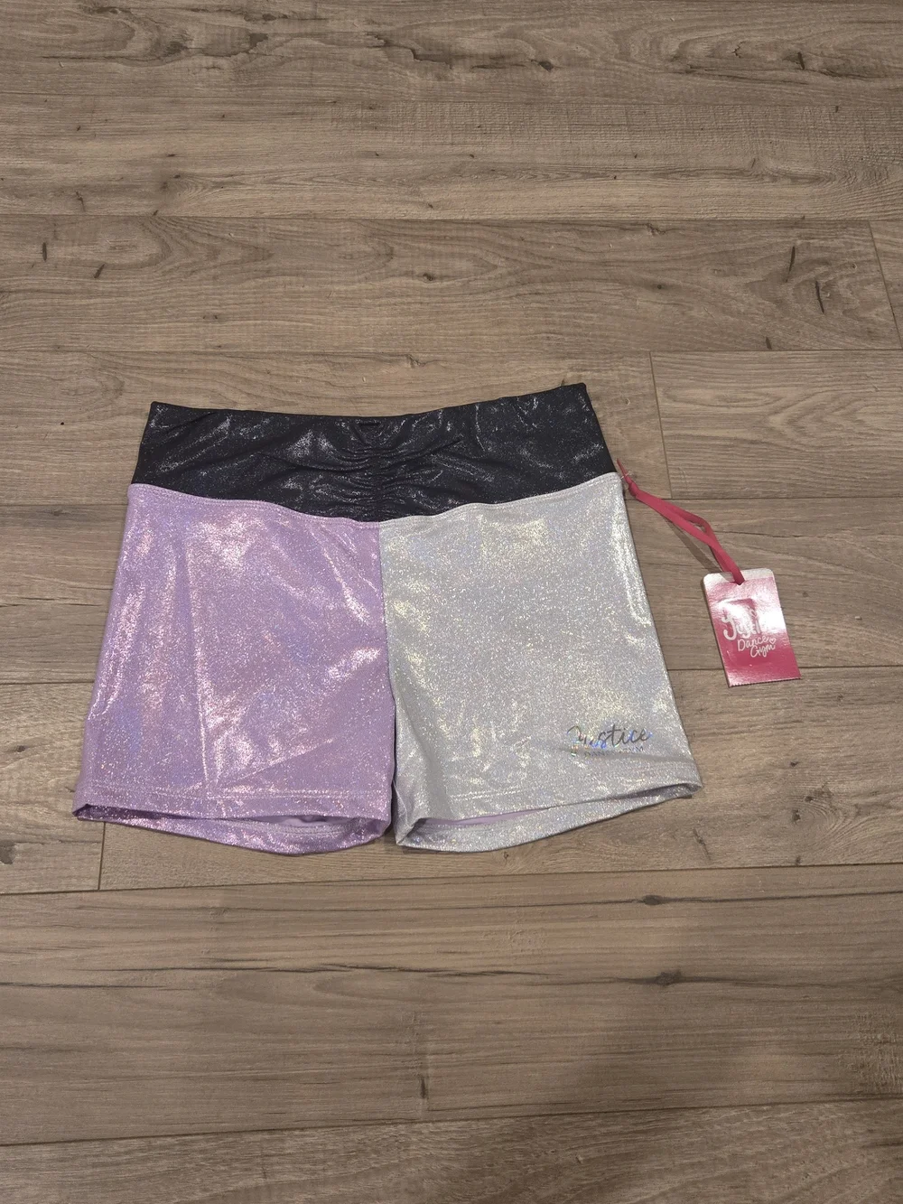 NWT Justice Girls Metallic Cinch Waistband Shorts multi size avail S, M, LG, XL
